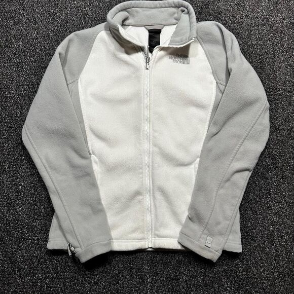 The North Face Fleece Jacket Women’s Medium White Gray Polyester Full Zip Y2K - Picture 1 of 7